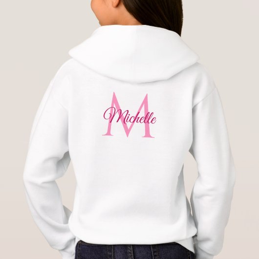 Meisjes White Roze Hoodies Back Print Monogram Naa (Achterkant)