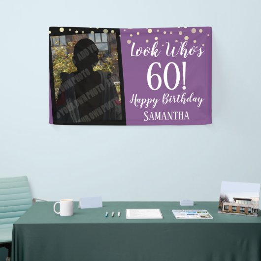 Meisjes, wie is 60 Confetti verjaardag? Spandoek (Beurs)