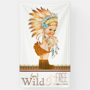 Meisjes Wild en Vrij Tribale Boho Baby Shower Spandoek