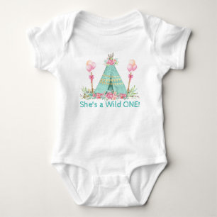 Meisjes Wild One Teepee 1e verjaardagsshirt Romper