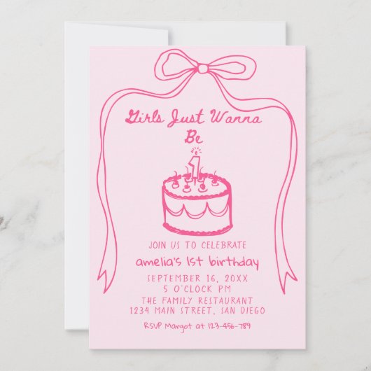 Meisjes willen gewoon een eerste verjaardag zijn kaart (Voorkant)