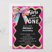 Meisjes willen gewoon een retro 1e verjaardagsfees kaart (Voorkant)