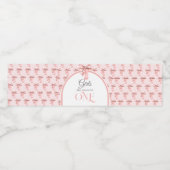 Meisjes willen gewoon een roze boog eerste verjaar waterfles etiket (Enkel label)