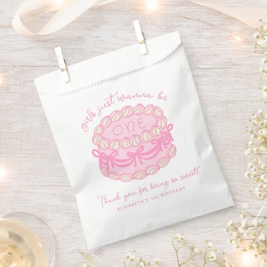 Meisjes willen gewoon een roze boog zijn 1e verjaa bedankzakje (Geknipt)