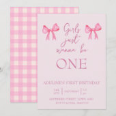 Meisjes willen gewoon een verjaardag zijn. inviter kaart (Voorkant / Achterkant)