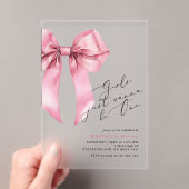 Meisjes willen gewoon One Pink Bow zijn 1e verjaar Acryl Uitnodigingen (Insitu (Draagbaar))