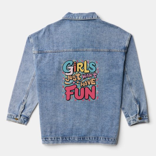 Meisjes willen gewoon plezier hebben denim jacket (Achterkant)