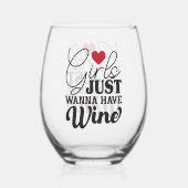 Meisjes willen gewoon wijn stamloos glas (Voorkant)