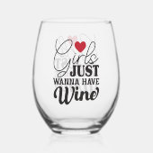 Meisjes willen gewoon wijn stamloos glas (Achterkant)