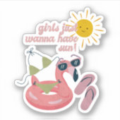 Meisjes willen gewoon zon hebben - Summer Vibes Sticker (Voorkant)