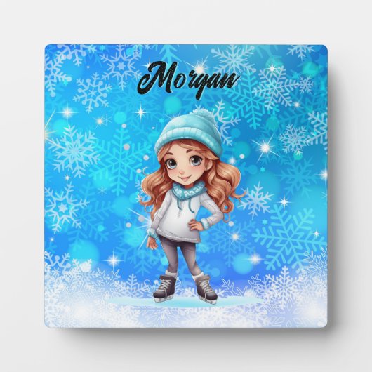 Meisjes Winter Ice Schaats Figuur Schaats Sneeuwvl Fotoplaat (Voorkant)