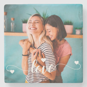 Meisjes Wit Liefde Script Met Hart Valentijn Stenen Onderzetter