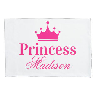 Meisjes  Witte en Hete Roze Princess Crown Name Kussensloop