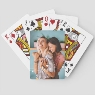 Meisjes Witte Liefde Script Met Hart Valentijn Pokerkaarten