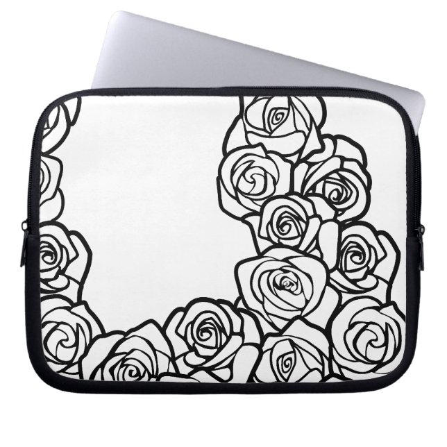 Meisjes  witte rozen laptop sleeve (Voorkant)