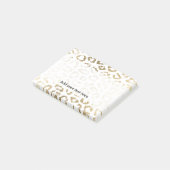 Meisjes witte vetknollen met goudluipaard post-it® notes (Schuin)