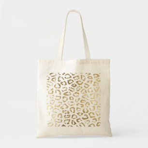 Meisjes witte vetknollen met goudluipaard tote bag