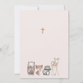 Meisjes Woodland Boho Floral Baptism Uitnodiging (Achterkant)