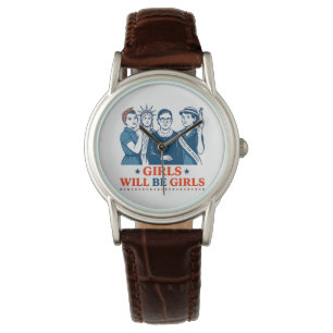 Meisjes worden patriottisch feministisch 4 juli horloge