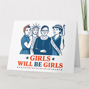 Meisjes worden patriottisch feministisch 4 juli kaart