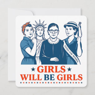 Meisjes worden patriottisch feministisch 4 juli kaart
