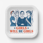 Meisjes worden patriottisch feministisch 4 juli papieren bordje (Voorkant)