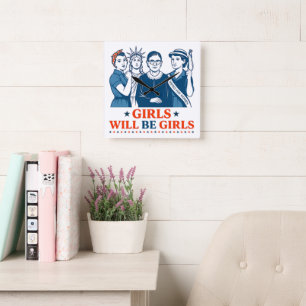 Meisjes worden patriottisch feministisch 4 juli vierkante klok