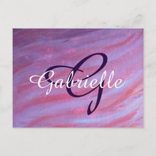 Meisjes Zebra Abstract Paars monogram crèmeroze Briefkaart