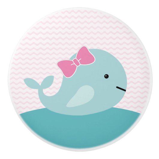 Meisjes Zee Levende walvis Nursery Drawer Pull Kno Keramische Knop (Voorkant)