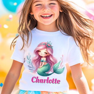 Meisjes Zeemeermin aangepaste naam T-shirt