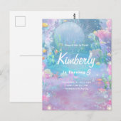 Meisjes Zeemeermin Onder De Zee Verjaardag, Meisje Briefkaart (Voorkant / Achterkant)