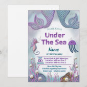 Meisjes zeemeermin onder het zee kaart (Voorkant / Achterkant)