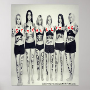 meisjes zeggen : stop met pesten poster