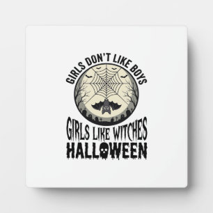 Meisjes zoals Heksen Halloween Vintage Vector Ontw Fotoplaat