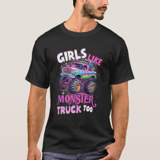 Meisjes zoals Monster Truck tegen Roze Monster Tru T-shirt