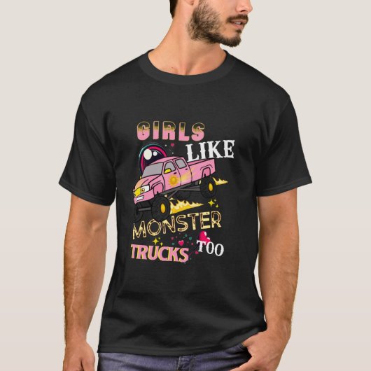 Meisjes zoals monstertrucks te schattig beest t-shirt (Voorkant)