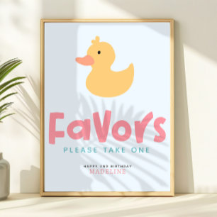 Meisjes Zomer Rubber Eend Zwembad Feest Verjaardag Poster