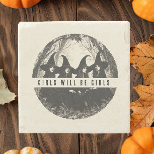"Meisjes zullen meisjes zijn Halloween met een h Stenen Onderzetter