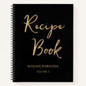 Meisjes zwart en Gold Cookbook Recipe Script Note Notitieboek (Voorkant)