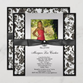 Meisjes Zwart en Wit Foto Afstuderen Kaart (Voorkant / Achterkant)