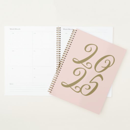 Meisjes zwart roze goudscriptjaar typografie planner (Display)