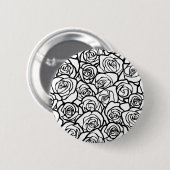 Meisjes  zwarte en witte rozen ronde button 5,7 cm (Voorkant /achterkant)