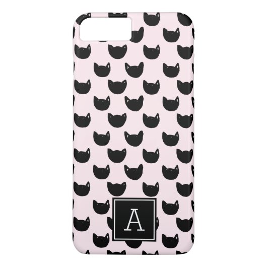 Meisjes zwarte kat PINK Monogram gepersonaliseerd Case-Mate iPhone Case (Achterkant)