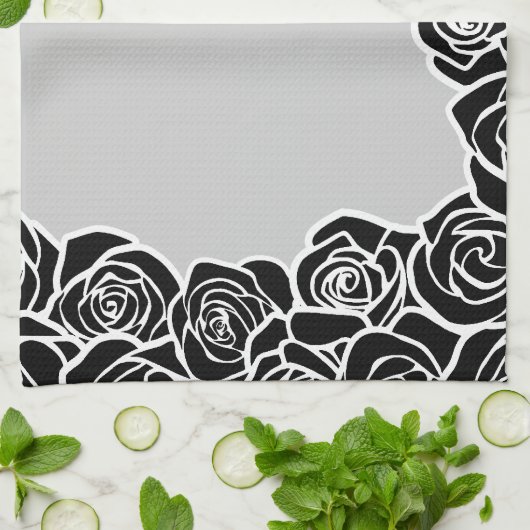 Meisjes zwarte rozen theedoek (Gevouwen)