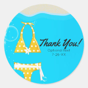 Meisjes Zwembad Party Bikini Verjaardag Zwemmen Cu Ronde Sticker