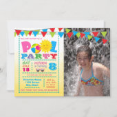 Meisjes Zwembad Verjaardagsfeestuitnodigingen met  Kaart (Voorkant)