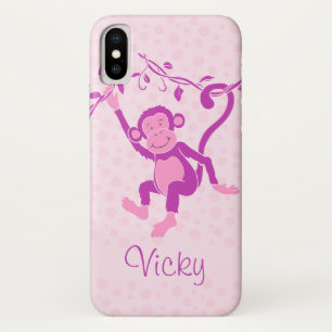 Meisjesaap paars en roze naam iphone case