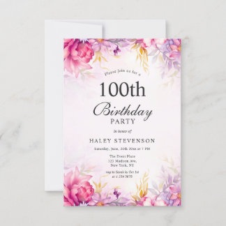 Meisjesachtig Bloemig Pastel Waterverf Chic 100ste Kaart
