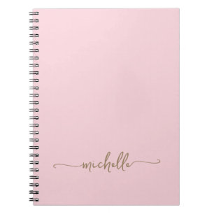 Meisjesachtig Blozend Roze Monogram Naam Script Ha Notitieboek
