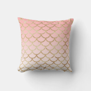 Meisjesachtig Blush Roze en Gouden Zeemeermin Glit Kussen